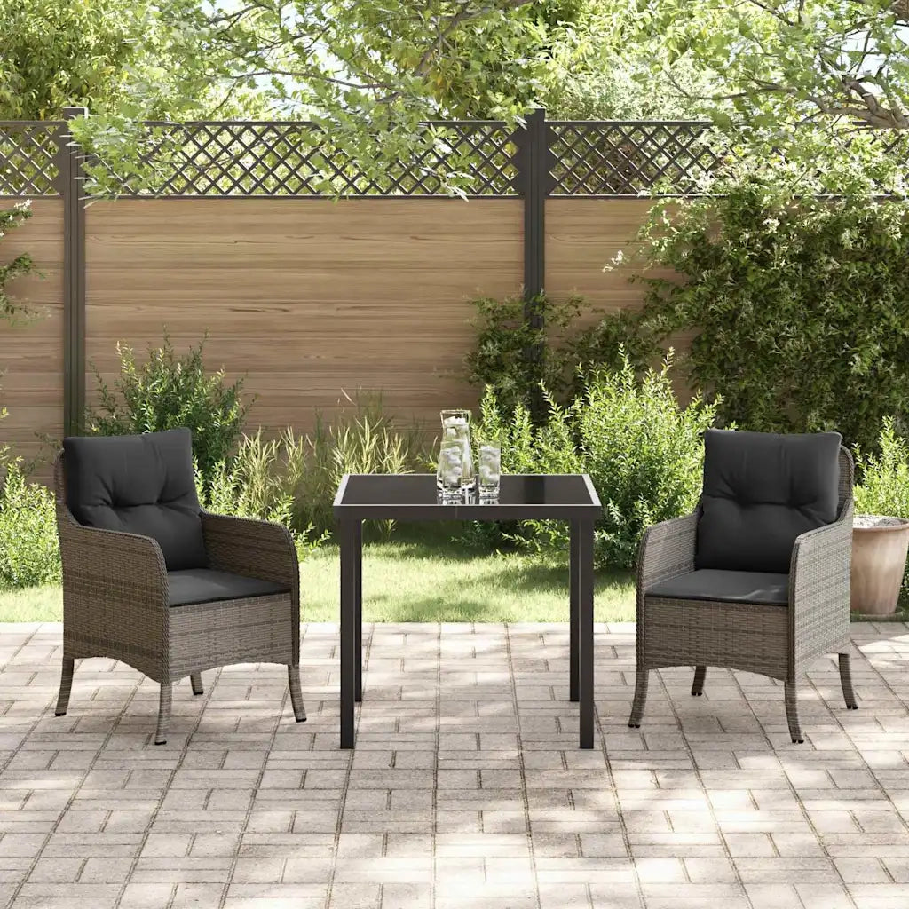 Set da Pranzo per Giardino con cuscino 3 pcs Grigio polyrattan 3380162