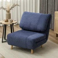 2-in-1 Poltrona Letto Singolo, Supporto Regolabile in Velluto a Coste 82 cm x 8 cm x 83 cm Blu
