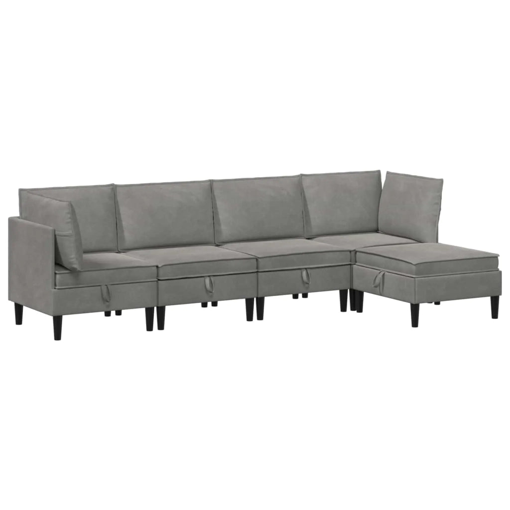 Set di mobili per il soggiorno 5 pcs Grigio Chiaro Velluto 3413731