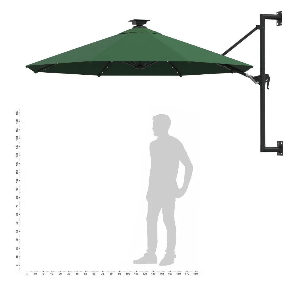 Ombrellone da Giardino-Ombrello da Balcone a Parete con LED 300 cm Verde