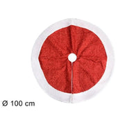 Trade Shop - Tappeto Sottoalbero Natale Gonna Copertura 100cm Effetto Glitter Rosso Pelliccia -