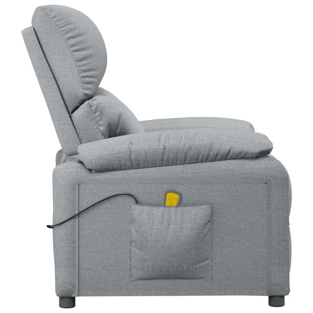 Poltrona Massaggiante | Sedia Relax in Tessuto Grigio Chiaro