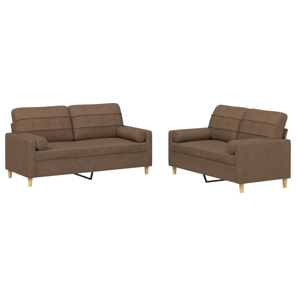 Set di Divani 2 pz con Cuscini Marrone in Tessuto 3201293