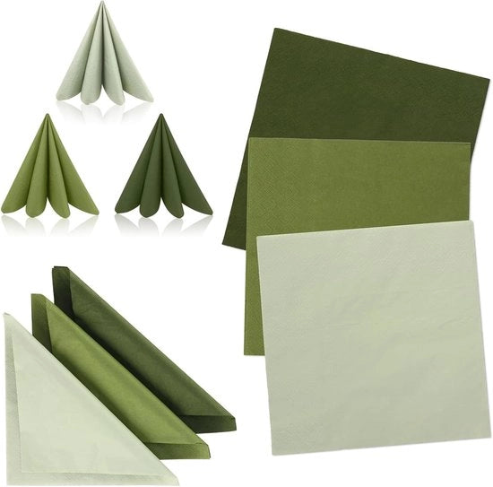 Servetten in Papier 60 pezzi verde salvia 33 x 33 cm per matrimonio, cena di nozze, compleanno e festa.
