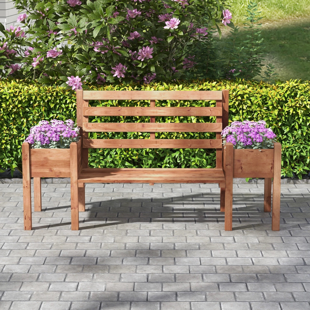 Panchina con Fioriere Integrate ¨C Xylo ¨C Legno Marrone 184x59x95 cm