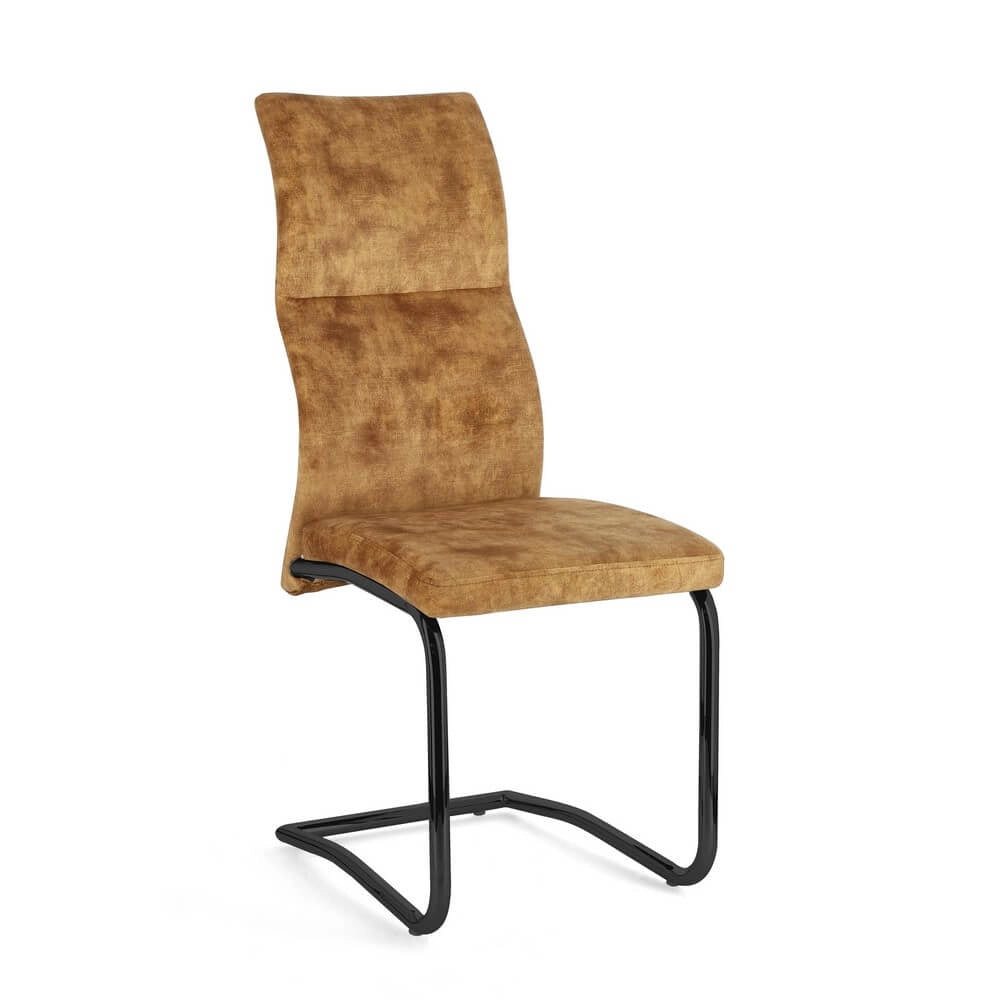 Set di 4 Sedie Imbottite in Velluto con Gambe in Acciaio - ASHER