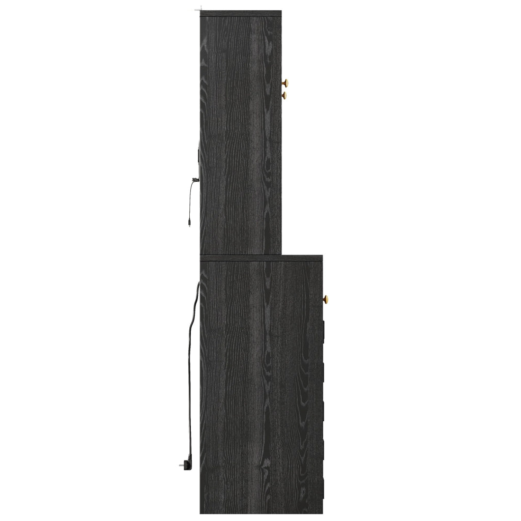 Mobile alto da cucina 120 cm con LED RGB, prese e porte USB nero HAVRYA