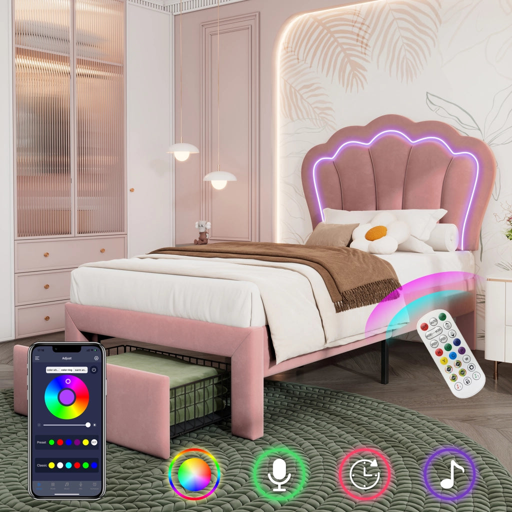 letto singolo velluto rosa 90 x 190 cm