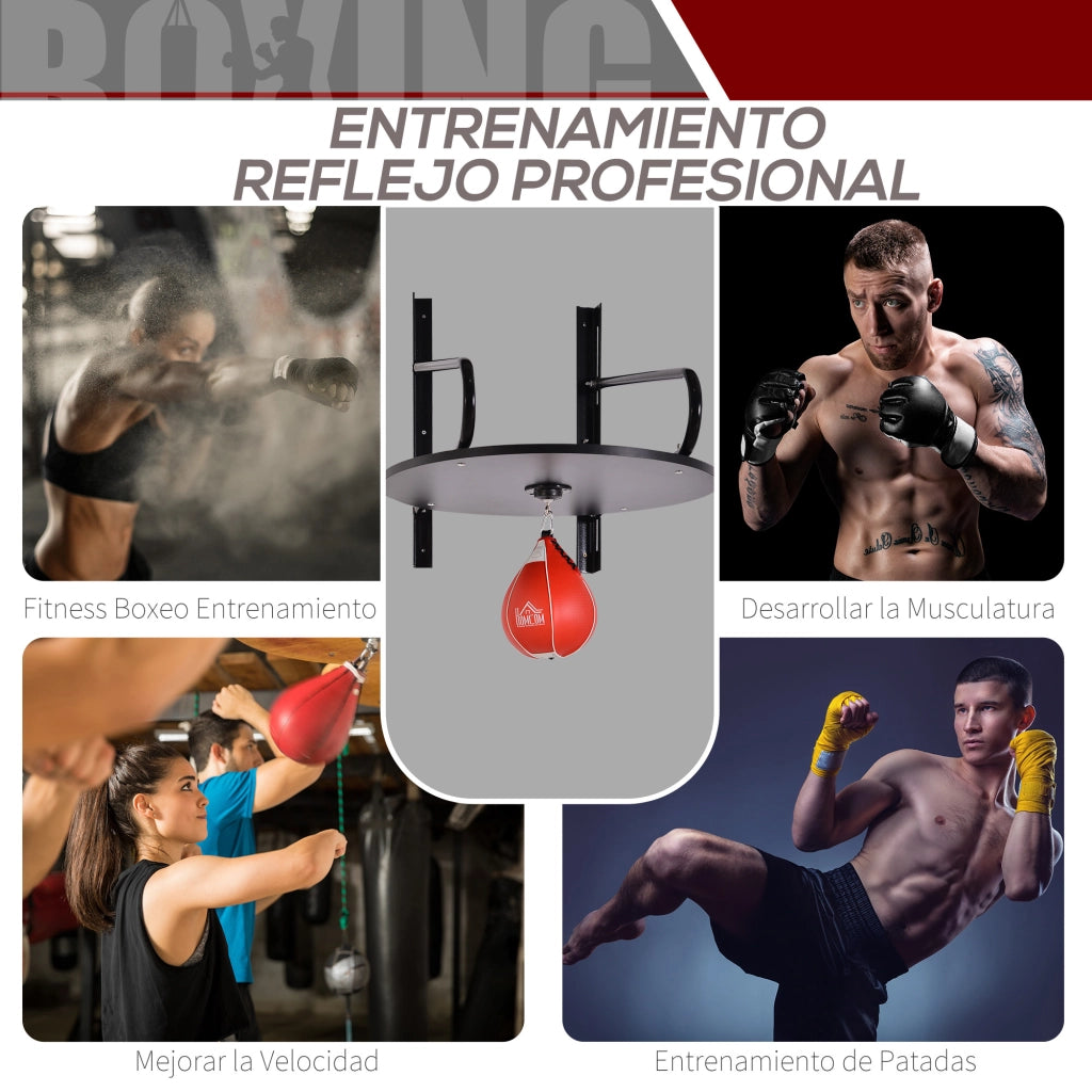 Pera da Boxeo con Supporto a Parete Girevole ¨C Xylo ¨C 60x73x80 cm Nero e Rosso