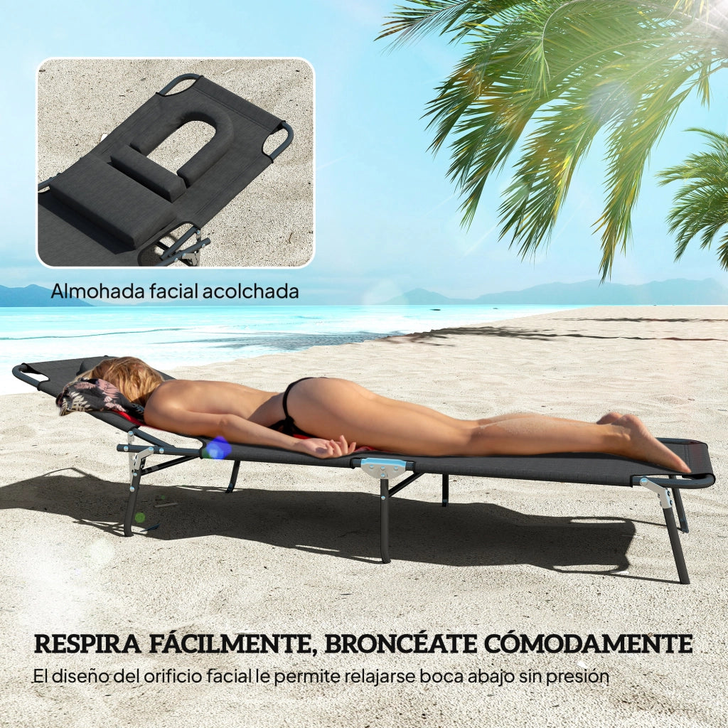 Poltrona da giardino reclinabile con poggiapiedi ¨C zephmum ¨C nero 190x56x28 cm