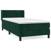 Letto singolo | Letto per adulti | Giroletto a Molle con Materasso Verde Scuro 90x200 cm Velluto