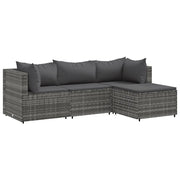 Set Divani da Giardino 4 pz | Set Salotto da Giardino con Cuscini in Polyrattan Grigio