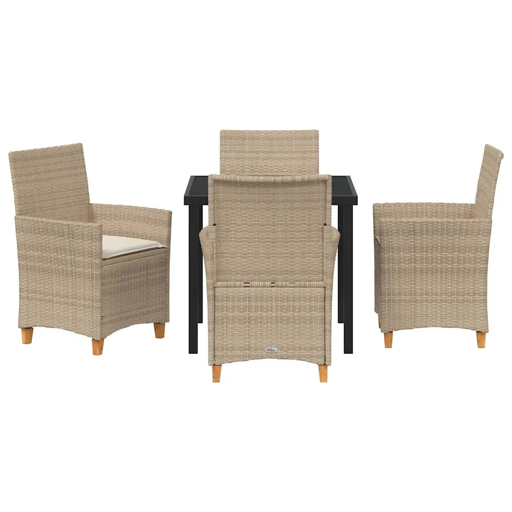 Set da Pranzo per Giardino 5 pcs Beige polyrattan 3381080