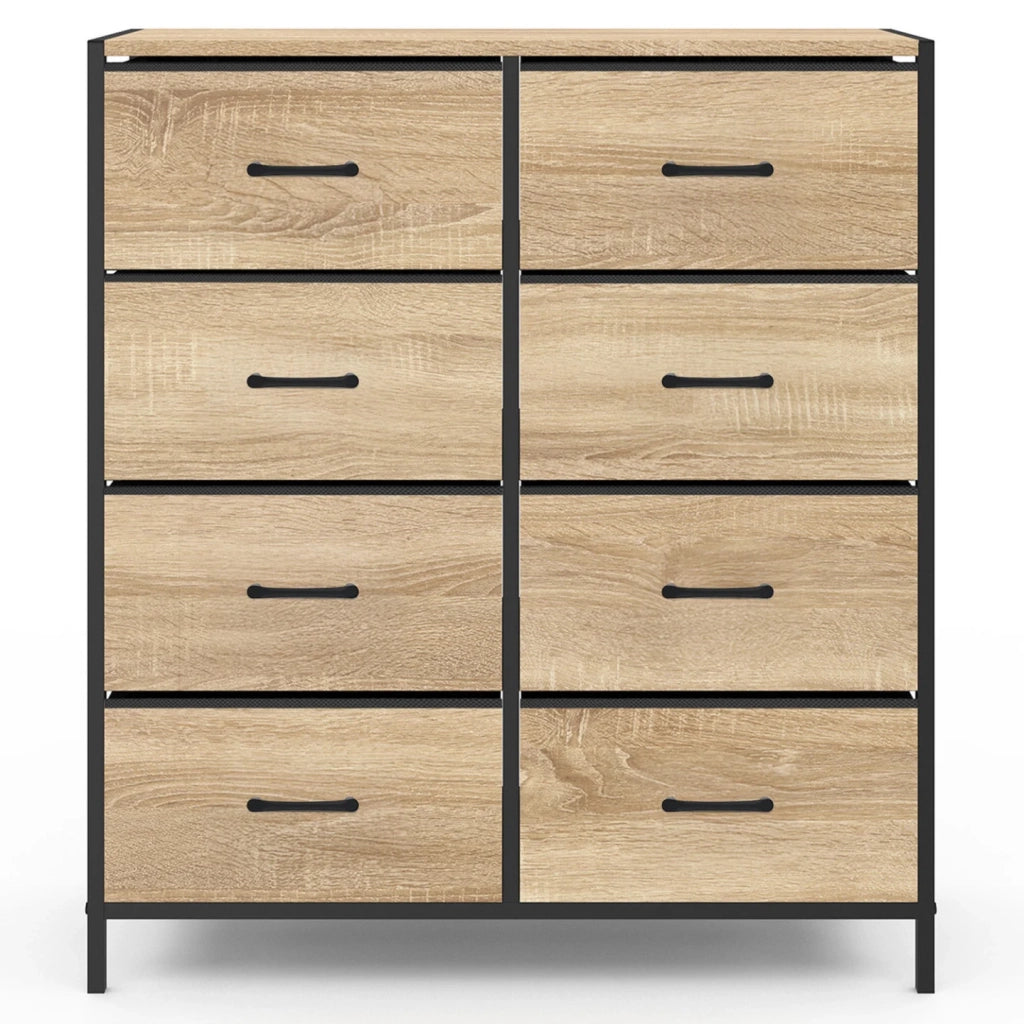IDMarket - Baúl de tela de 8 cajones UTAH 80 cm mueble de almacenaje de diseño industrial