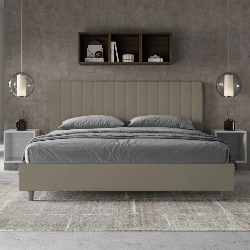 Letto imbottito Matrimoniale 180x190 cm Agueda - Similpelle,Senza rete,Cappuccino