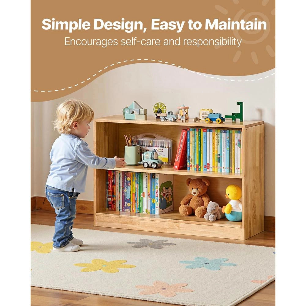 Mobiletto Stoccaggio Giocattoli Bambini 2 Ripiani 2 Scomparti Scaffale Camera da Letto Marrone