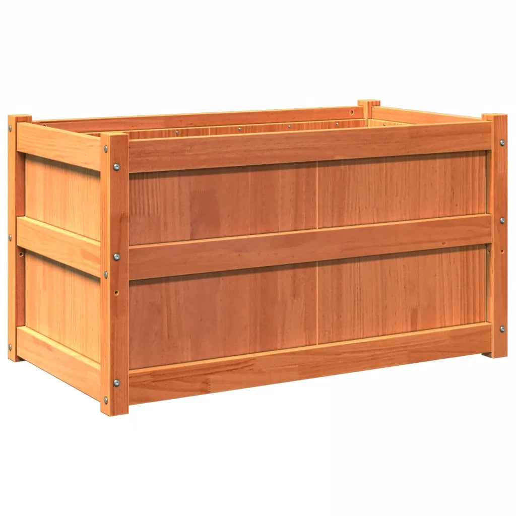 Fioriere da Giardino 2pz Marrone Cera Legno Massello di Pino 837464