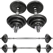 Trade Shop - Set Di Manubri Regolabili Dumbbell Bilanciere 30 Kg Tot Regolabile Body Building -