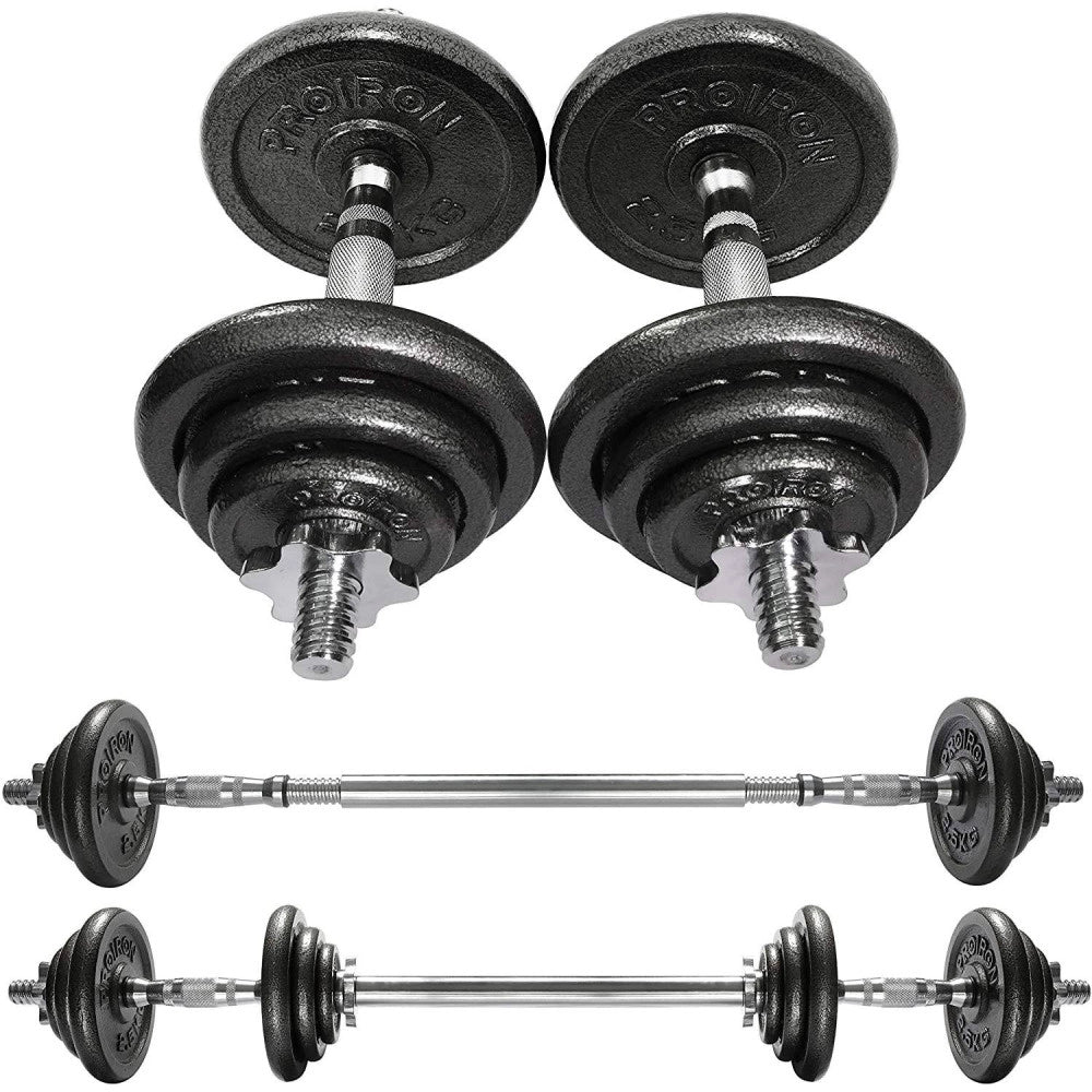 Trade Shop - Set Di Manubri Regolabili Dumbbell Bilanciere 30 Kg Tot Regolabile Body Building -