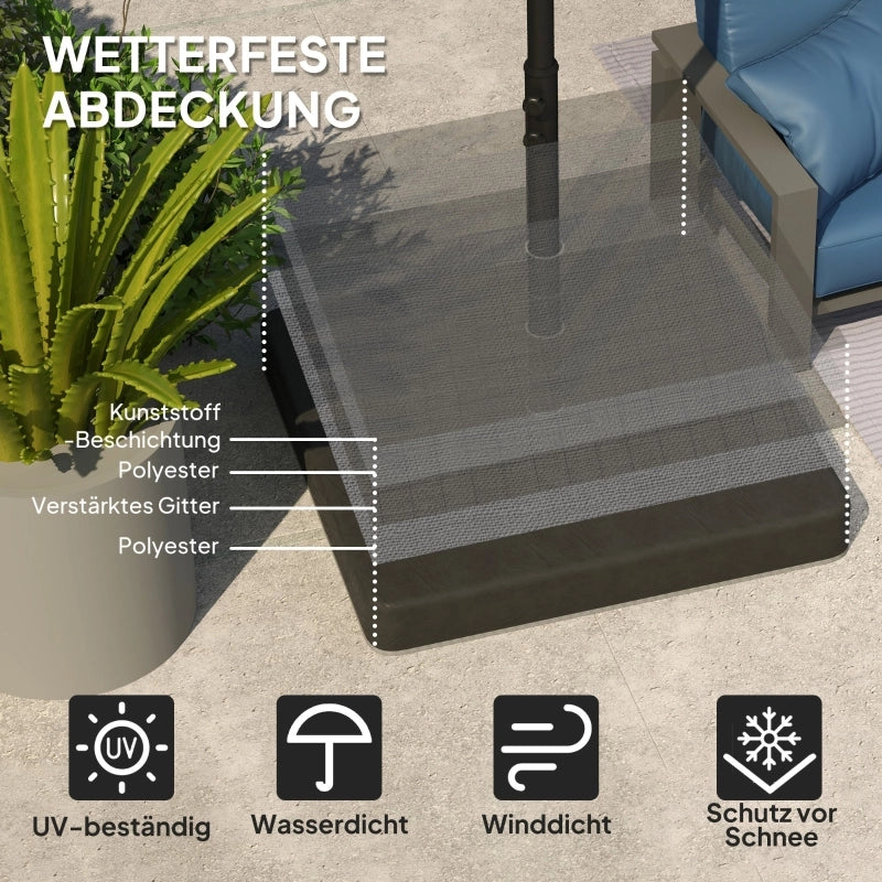 Pesi di base per supporti per ombrelloni, impermeabili, riempibili con sabbia, in plastica, 89L x 89W x 10,5H cm, neri
