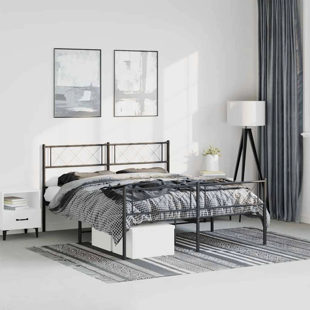 Giroletto con Testiera e Pediera Metallo Nero 135x190 cmcod mxl 130486