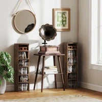 Set 2 Librerie Scaffale porta CD a 6 Ripiani ad Altezza Regolabile, in Legno, 21x19.2x88.3 cm, Marrone