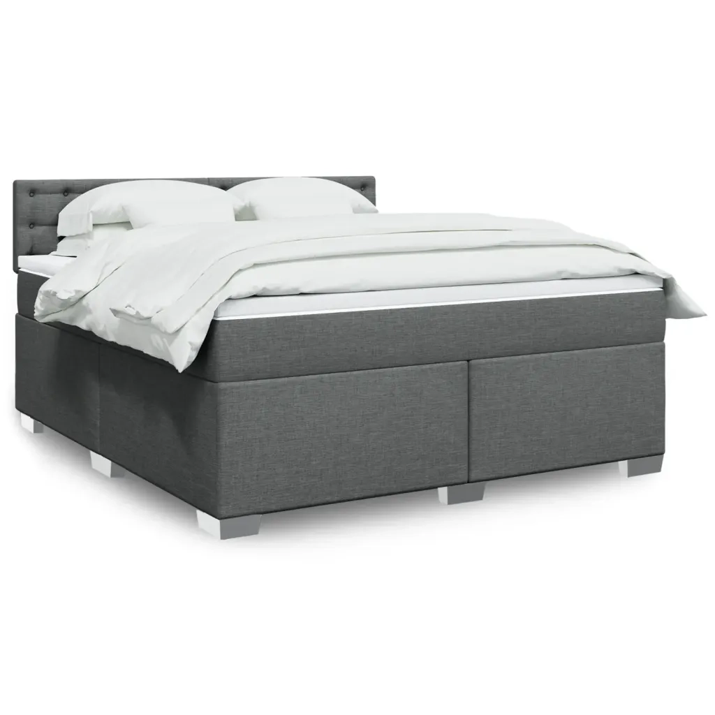 Giroletto a Molle con Materasso Grigio Scuro 180x200 cm Tessuto