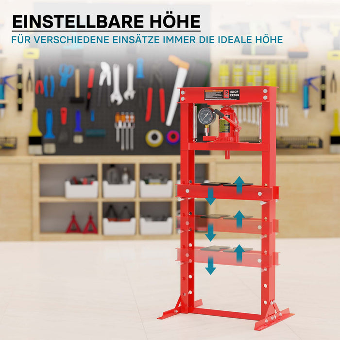 Pressa idraulica da officina 12t Pressa a telaio per cuscinetti con manometro