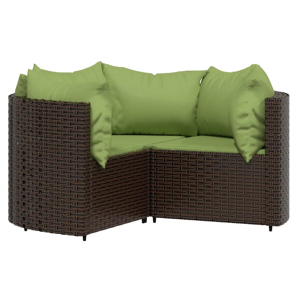 Set Mobili da Giardino 4 pz con Cuscini in Polyrattan Marrone 319840