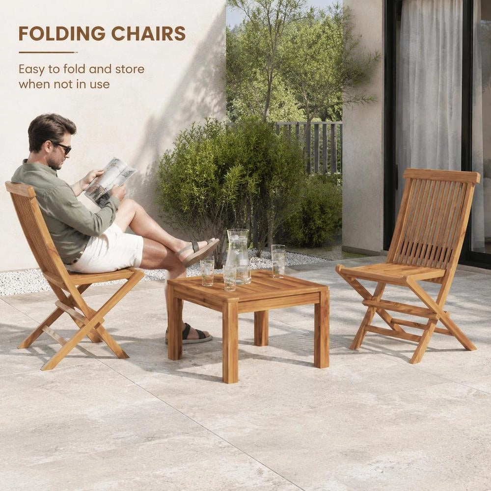 Folding Garden Chairs, 2 Pieces, Solid Teak Wood