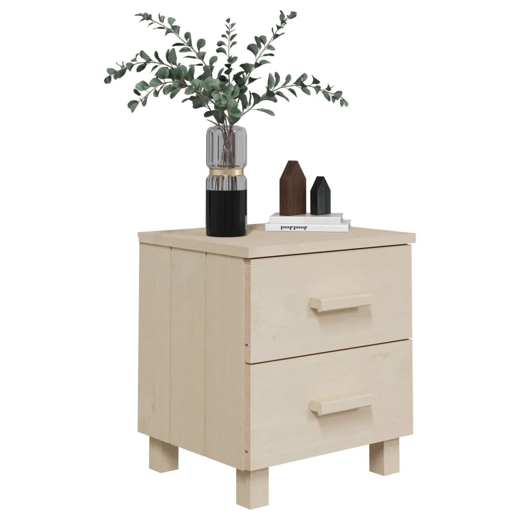 Set di 2 Comodini | Armadio da Notte | Mobiletto da notte HAMAR ambra 40x35x44,5 cm Legno Massello di Pino
