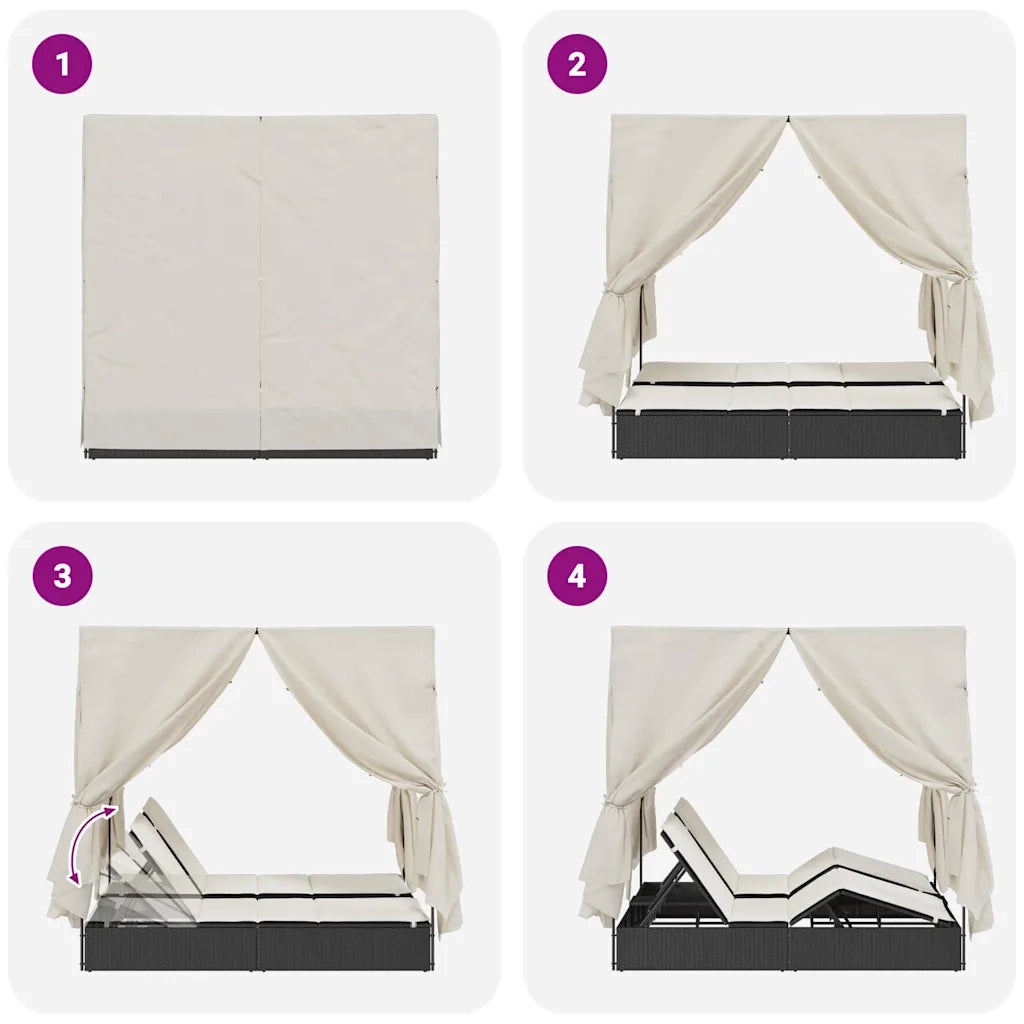 Lettino da sole doppio Bianco caldo 205 x 129 x 200 cm 3376127