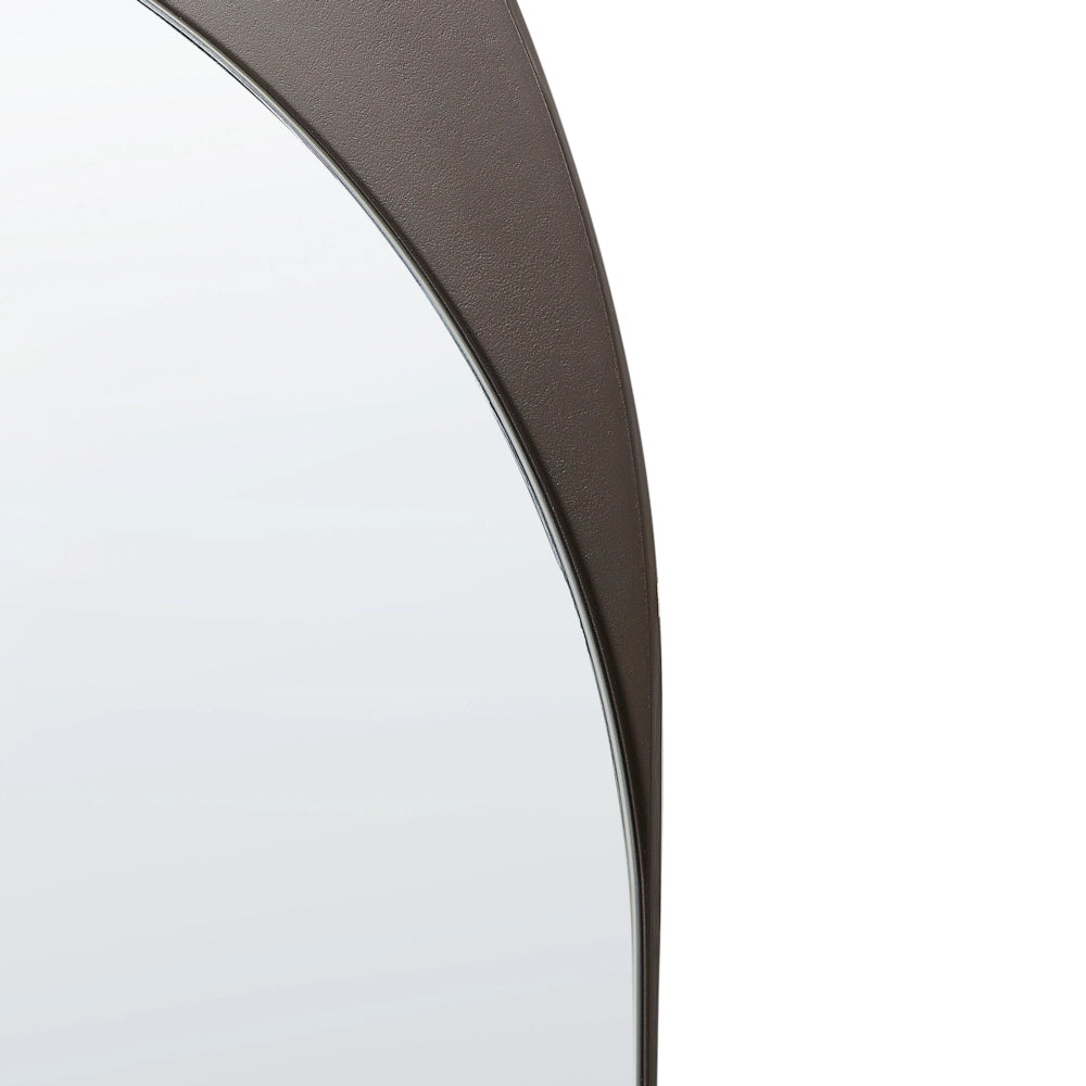 Specchio da parete marrone 58 x 99 cm forma ovale appeso decorazione corridoio