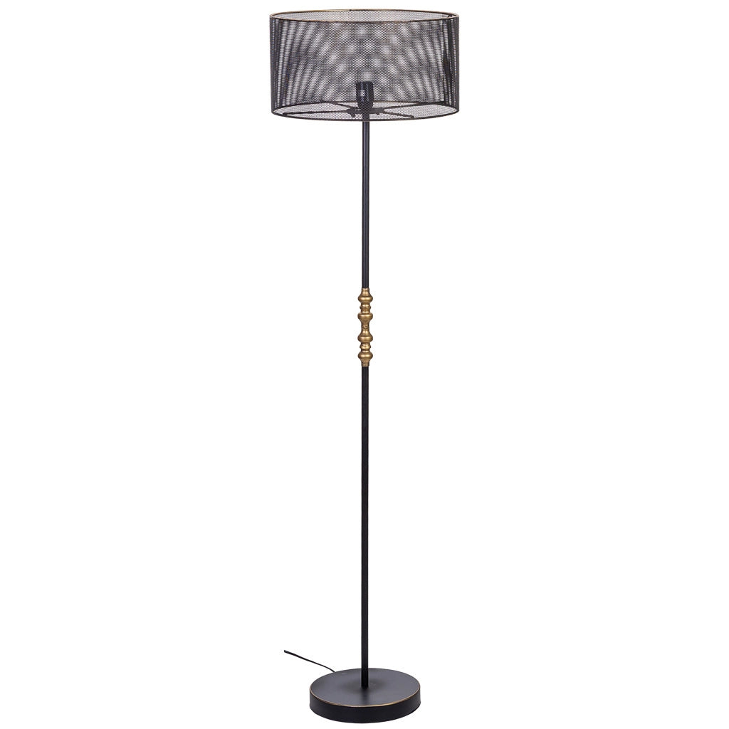 Lampada da terra in metallo nero 39,5x39,5x139/152,5h cm