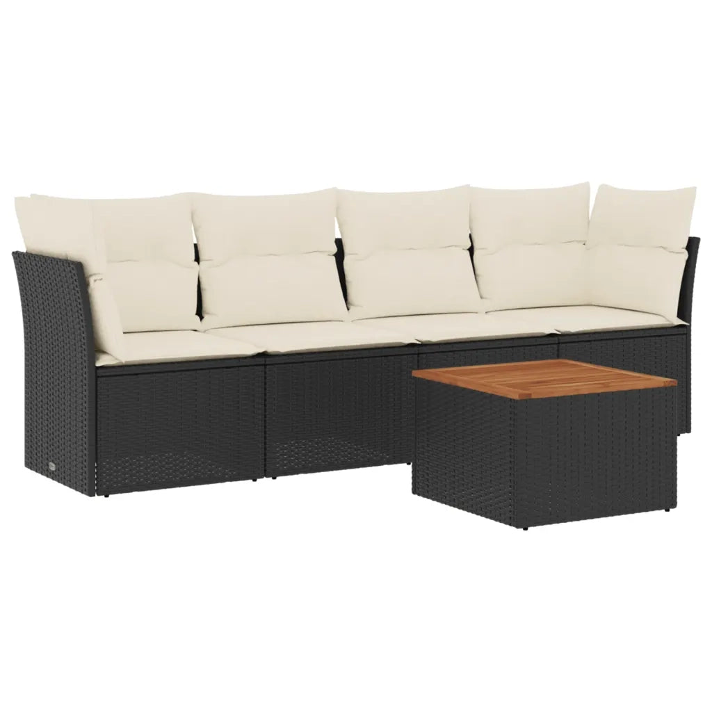 Set Divani da Giardino 5 pz con Cuscini in Polyrattan Nero 3223473