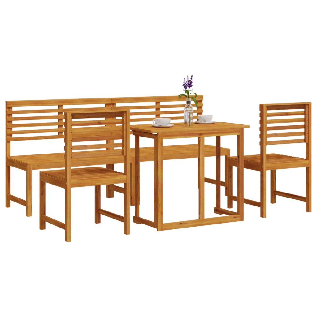 Set da pranzo da giardino 5 pezzi in legno massello di acacia