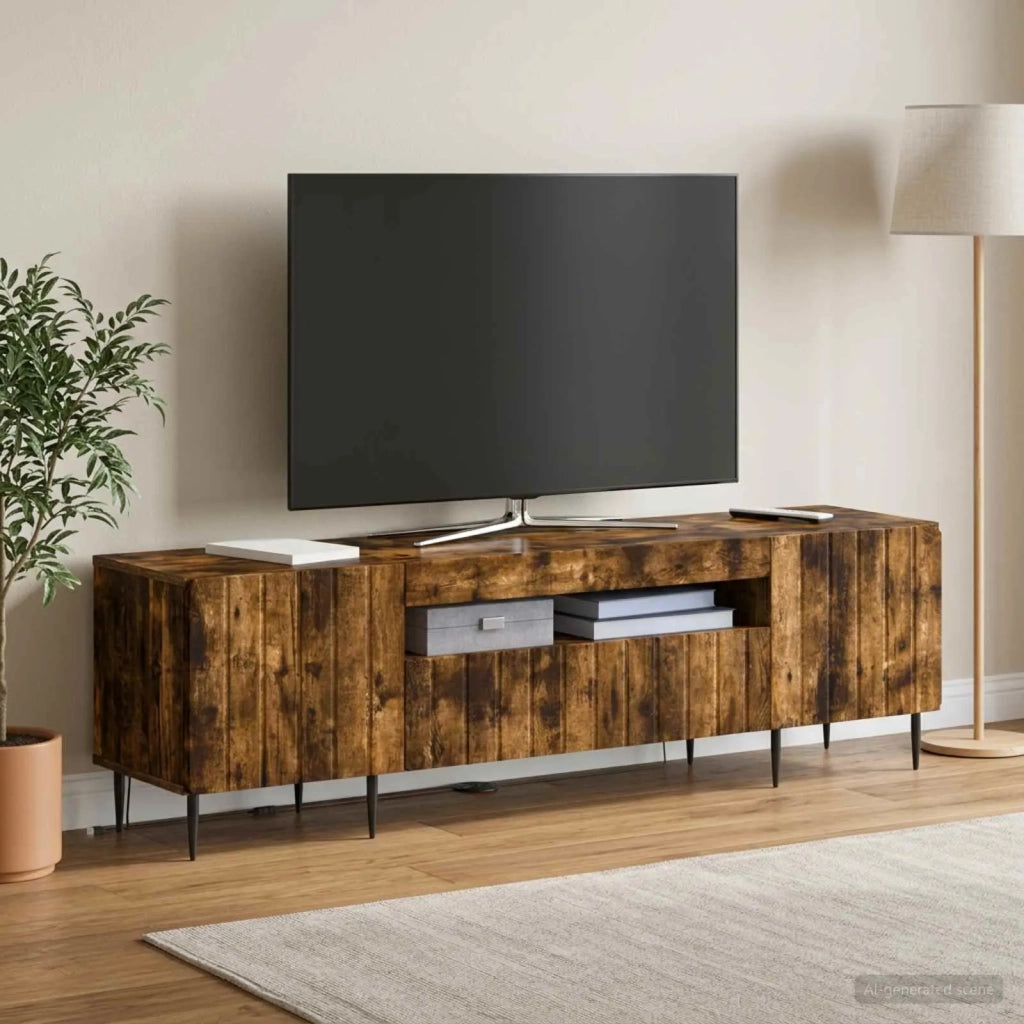 Mobile TV LED ZWOLLE Rovere Fumo Legno ingegnerizzato 896470