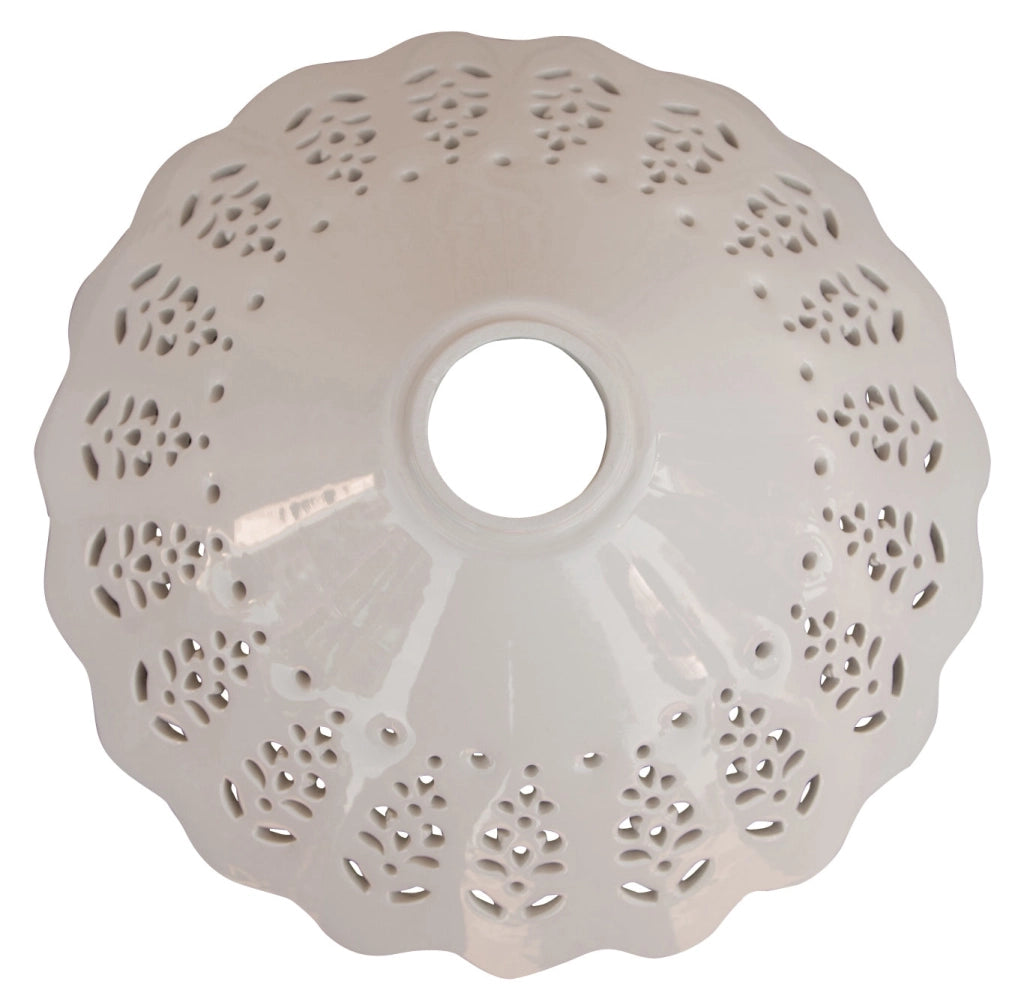 Biscottini Piatto paralume in ceramica bianca traforata diam.30x12 cm traforata. Ideale
