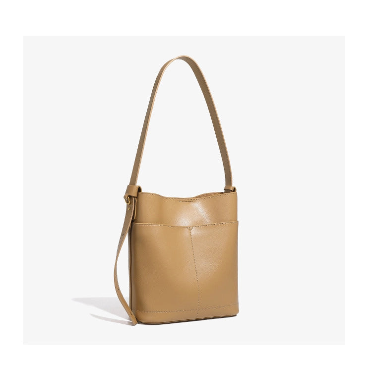 Borsa a tracolla da donna in vera pelle, ideale per viaggi e viaggi, colore bronzo.