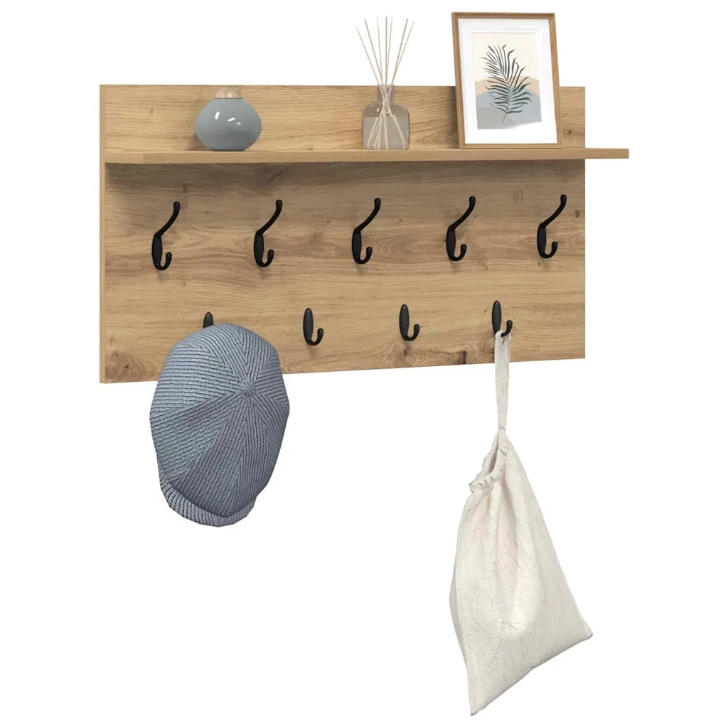 Appendiabiti a muro A parete Rovere artigianale 80 x 40 x 12 cm 874442