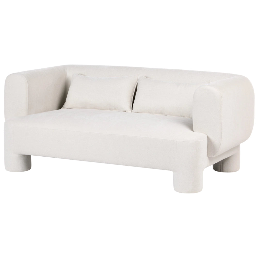 Set da salotto Divano a 3 posti in tessuto bianco morbido e sinuoso Poltrona Loveseat Stile retrò minimalista