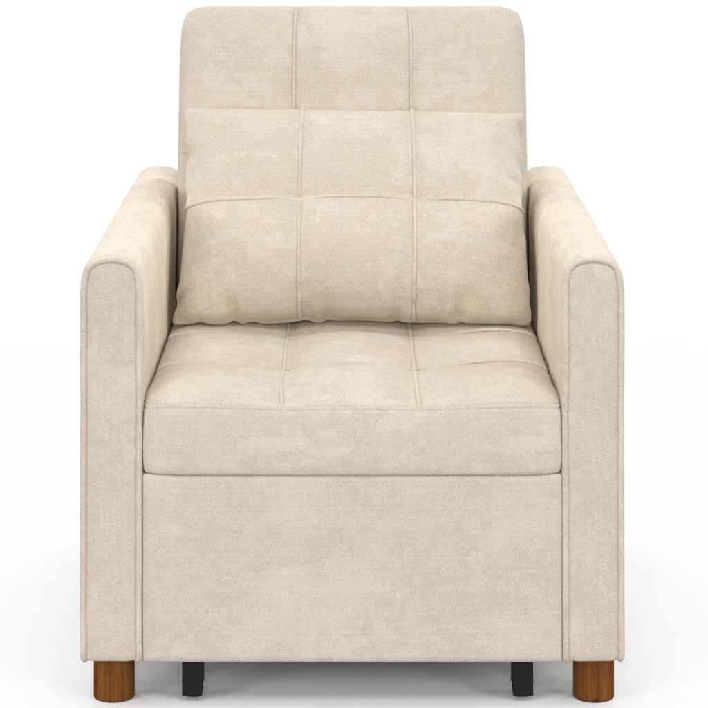 IDMarket - Divano letto EMILE 1 posto 69 x 170 cm in ciniglia beige