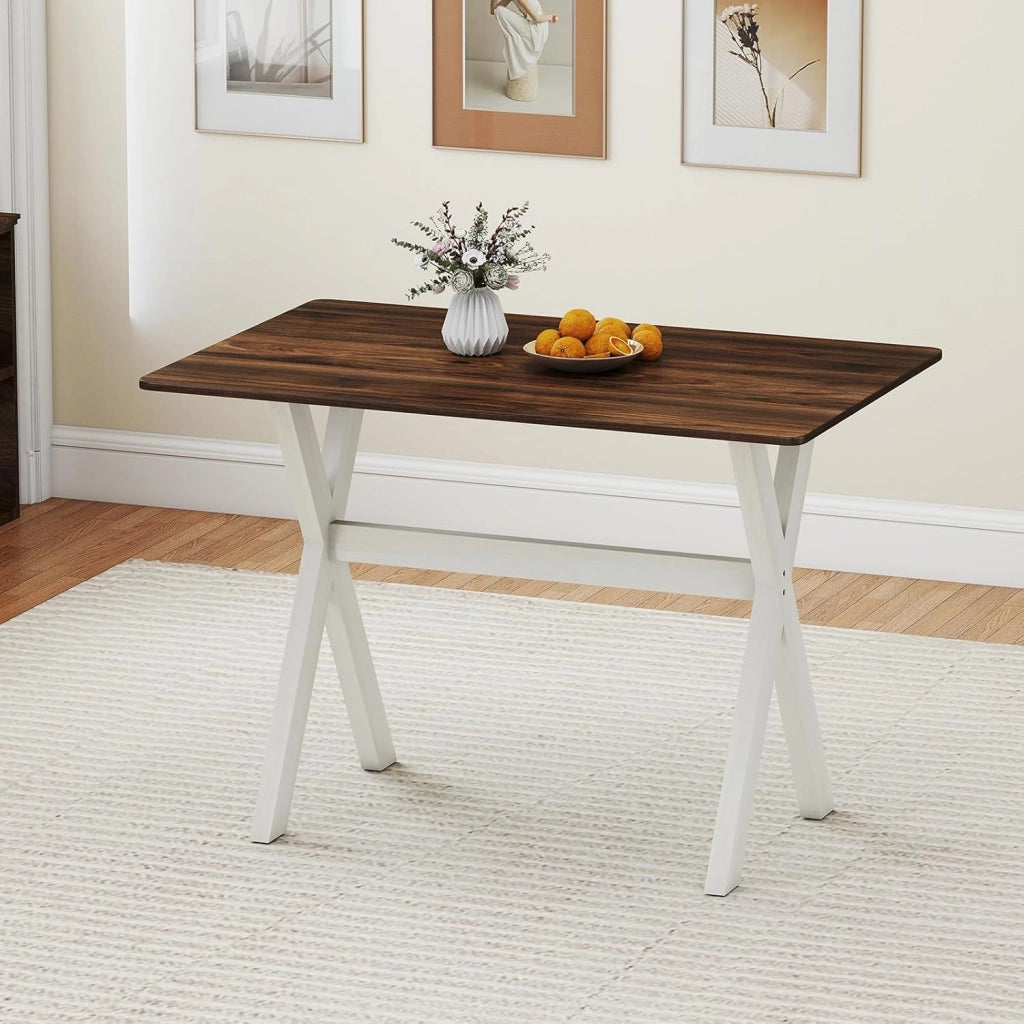Tavolo da pranzo in legno, rettangolare, tavolo da pranzo per 2-4 persone, tavolo da pranzo in legno con inserti in legno a forma di X, tavolo da pranzo, moderno consolle per cucina, soggiorno