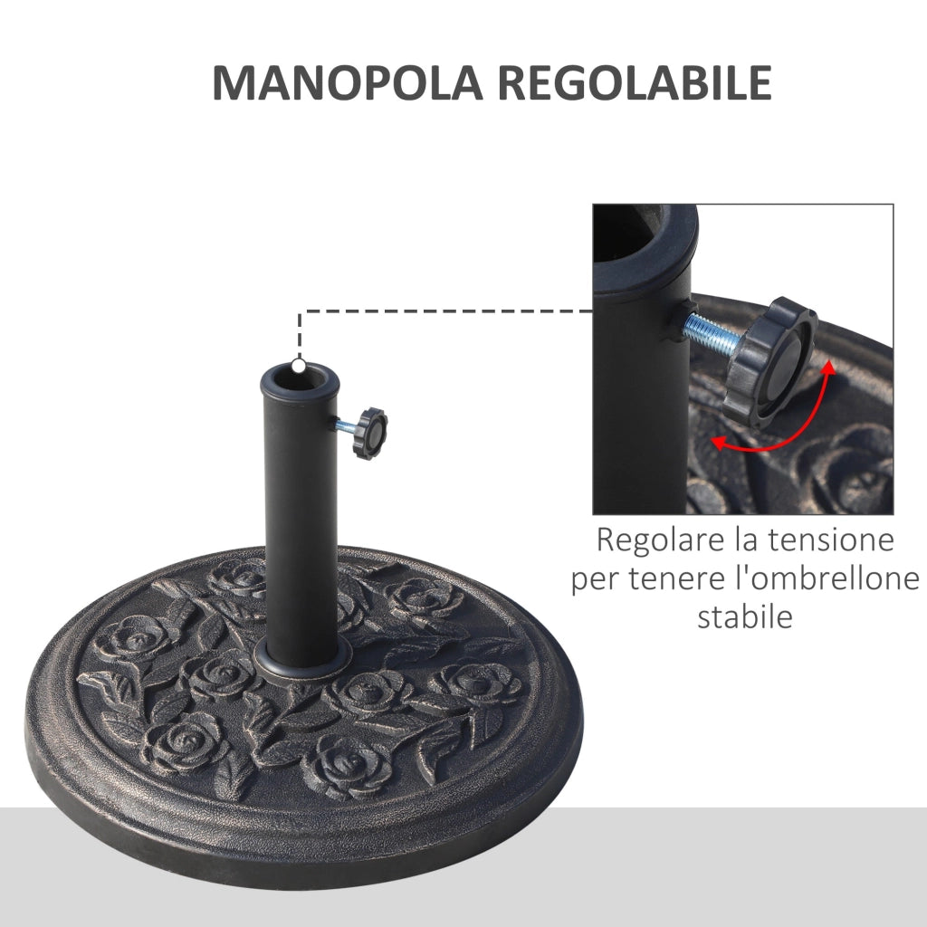 Base per Ombrellone da Giardino Ø45 cm 9 Kg in Resina con Finiture in Bronzo