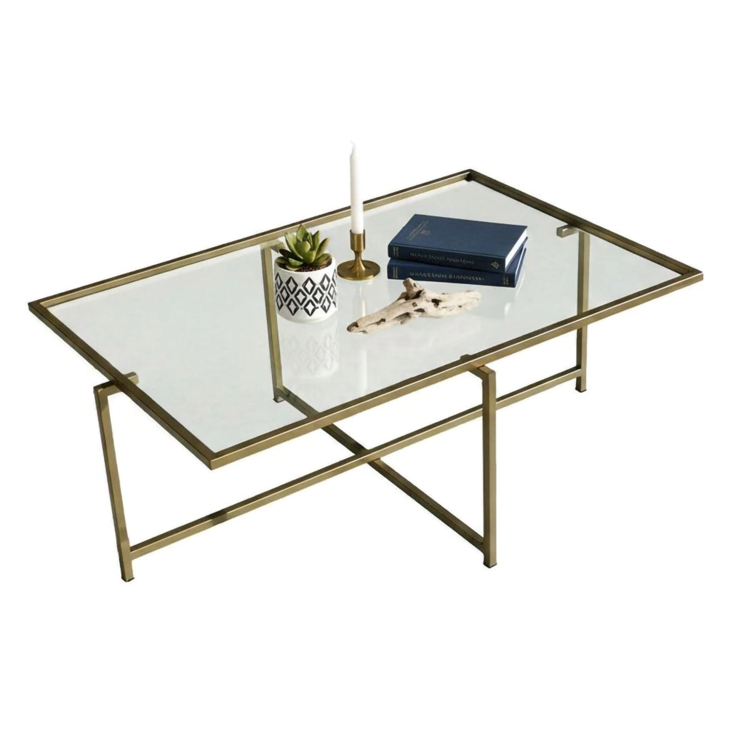 Anna, Tavolino da Salotto Cassetti, 94x64x35h cm oro