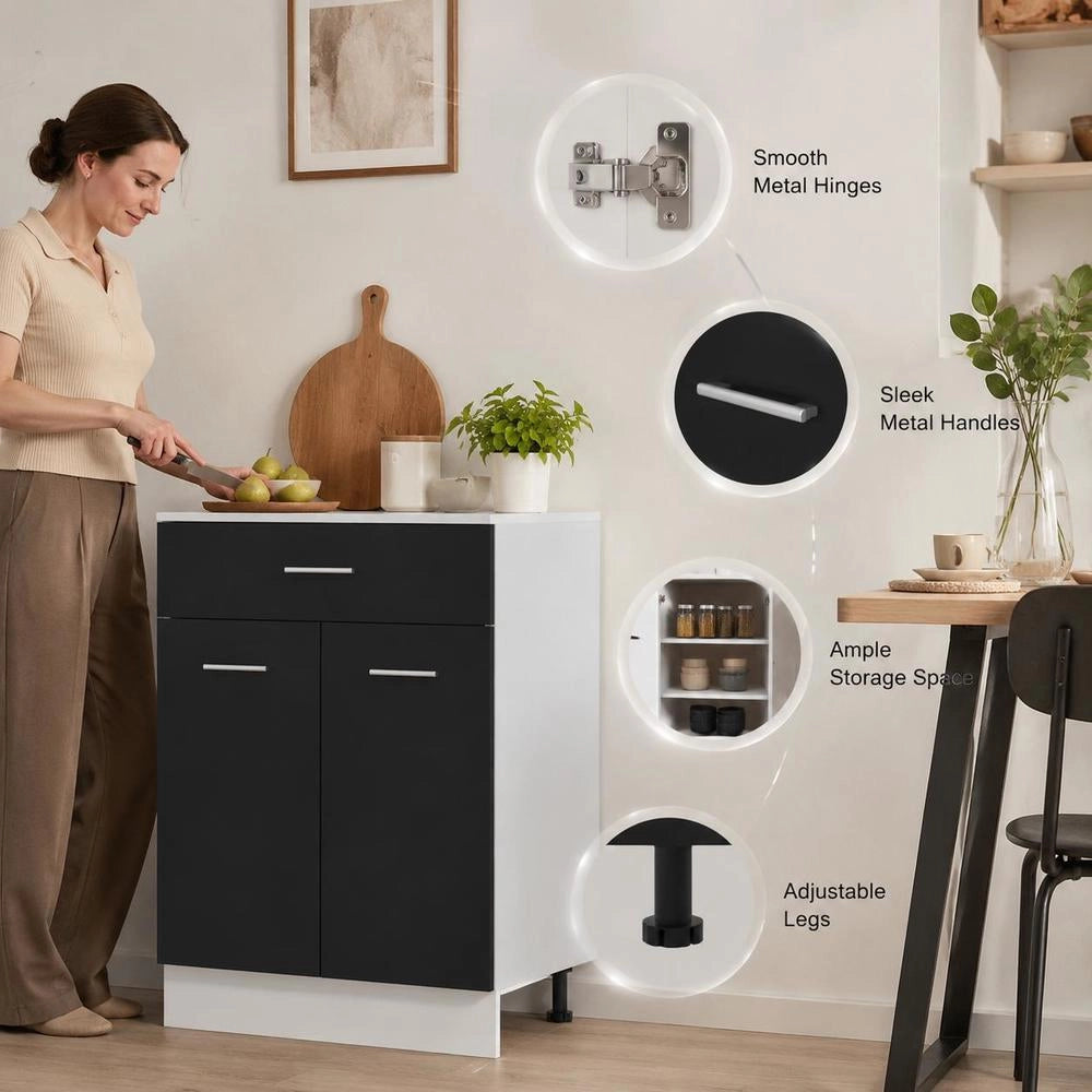 Drawer Unit Lyon Black 60x46x81.5 Cm Wood-based Material