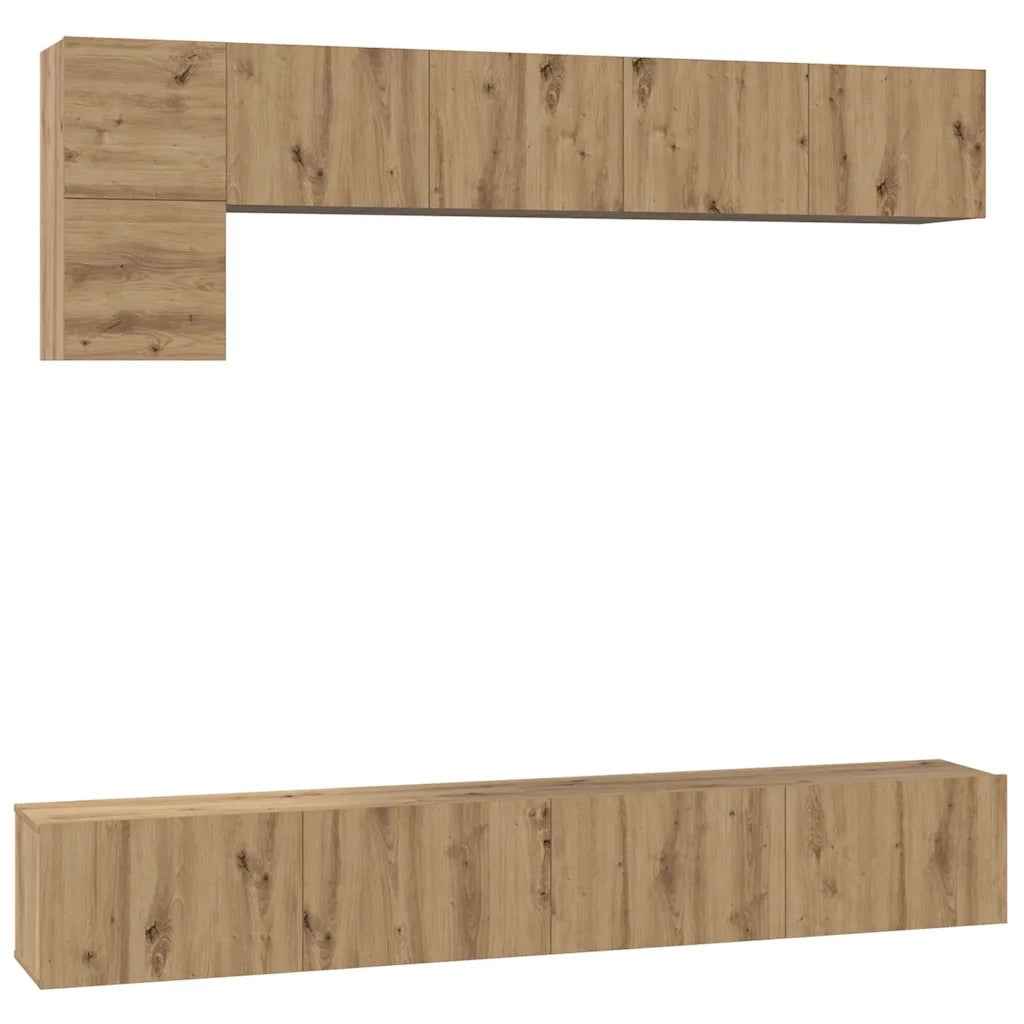 Set mobile TV 5 pz-Set di 5 Credenza per TV Rovere artigianale Legno multistrato 619845
