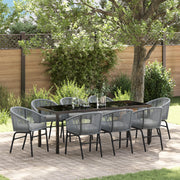 Set di 9 pezzi da pranzo da giardino grigio in polyrattan