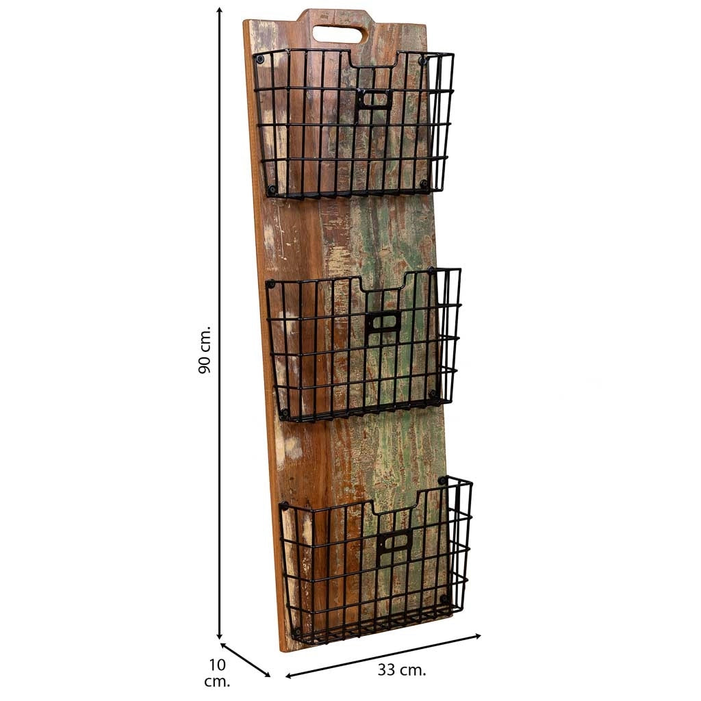 Scaffale in legno e metallo marrone 33x10x90h