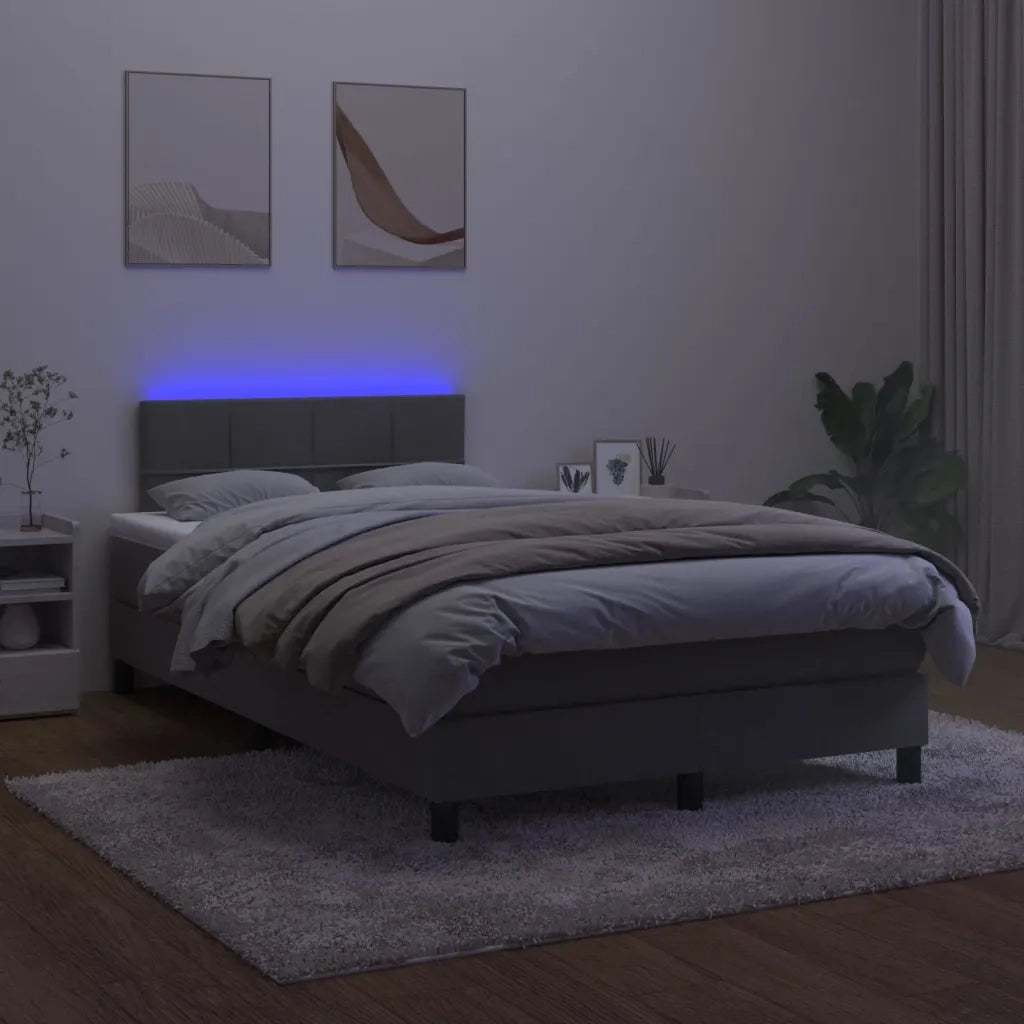 Letto a Molle con Materasso e LED Grigio Scuro 120x200 cm 3134394